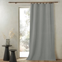 Штора Из льна на подкладке с кожаными шлевками Private 140 x 350 см зеленый AM.PM  фото, kupilegko.ru